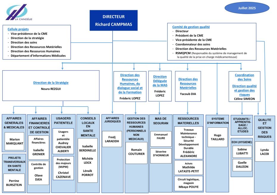 Organigramme direction juillet 2025